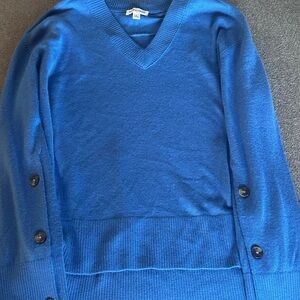 Nordstroms Blue V-Neck Wool Sweater with Buttons